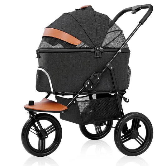 Stylish Round Canopy Pet Stroller with 2-Way Opening