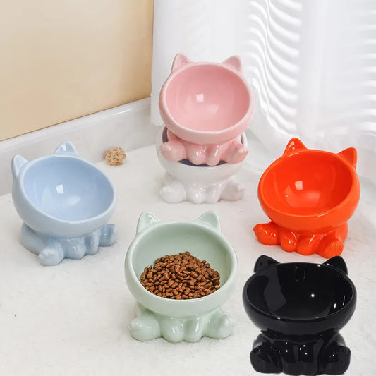 Large Capacity Cat-Shaped Ceramic Bowls