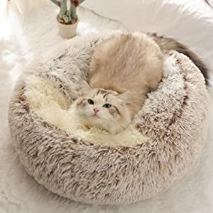 Donut Bed with Hood for Small Dogs and Cats