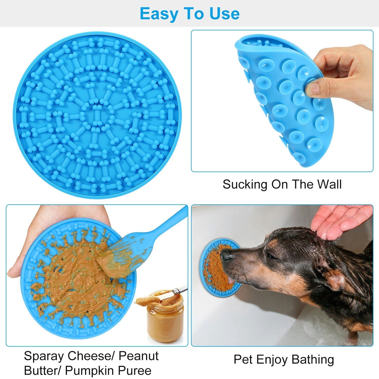 2 Pack bath dog treat pad with suction cups