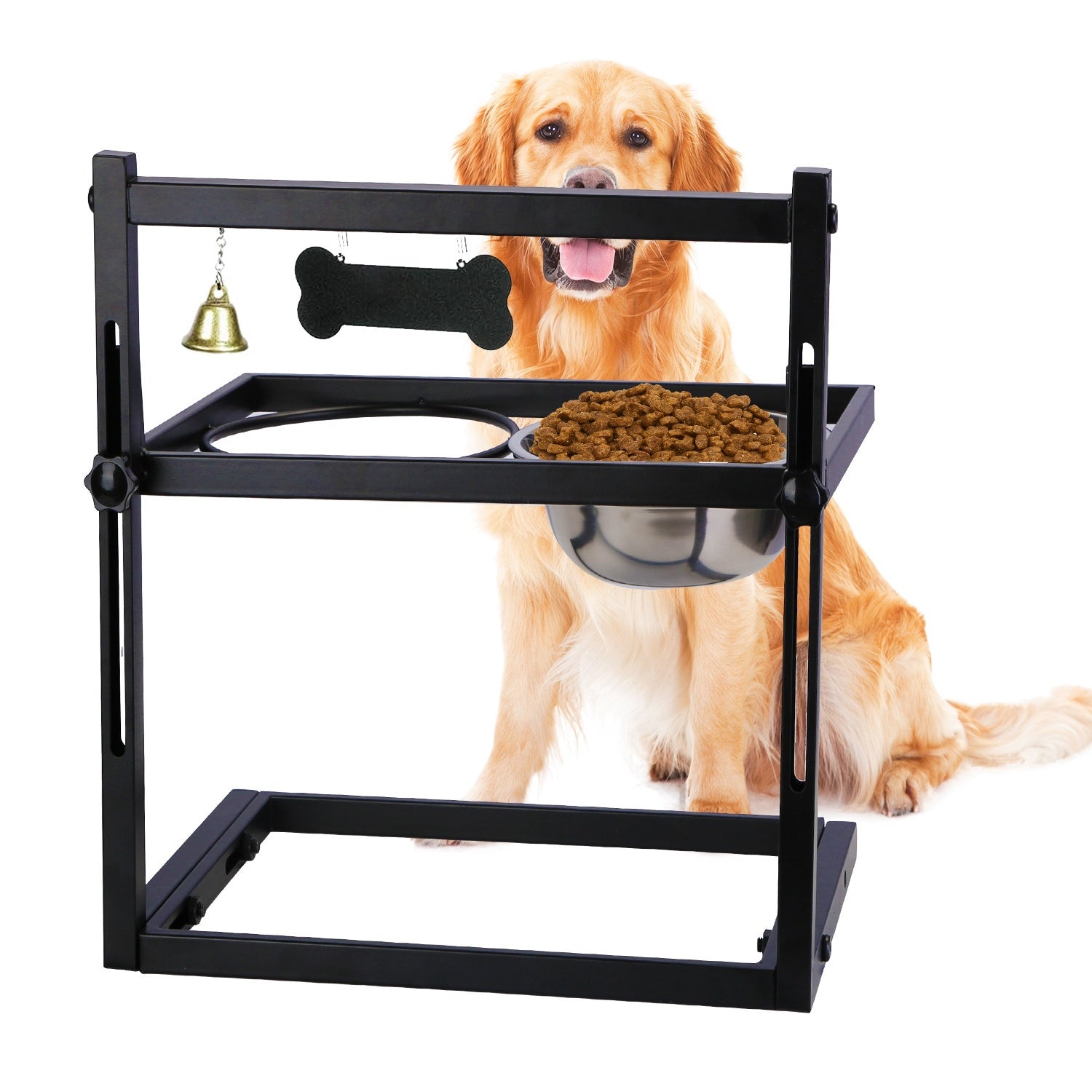 Adjustable Height Iron Stand with Elevated Dog Bowls