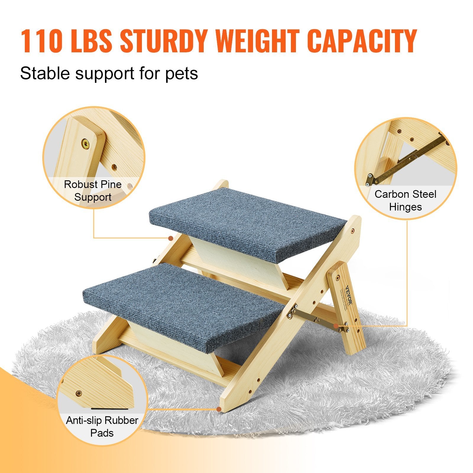 2-in-1 Pet Stairs and Ramp: 2-Step