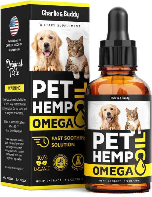 Hemp Oil with Omega 3, 6, 9, and Vitamins B & E for Dogs and Cats