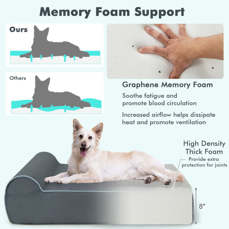 Memory Foam Dog Bed with Headrest