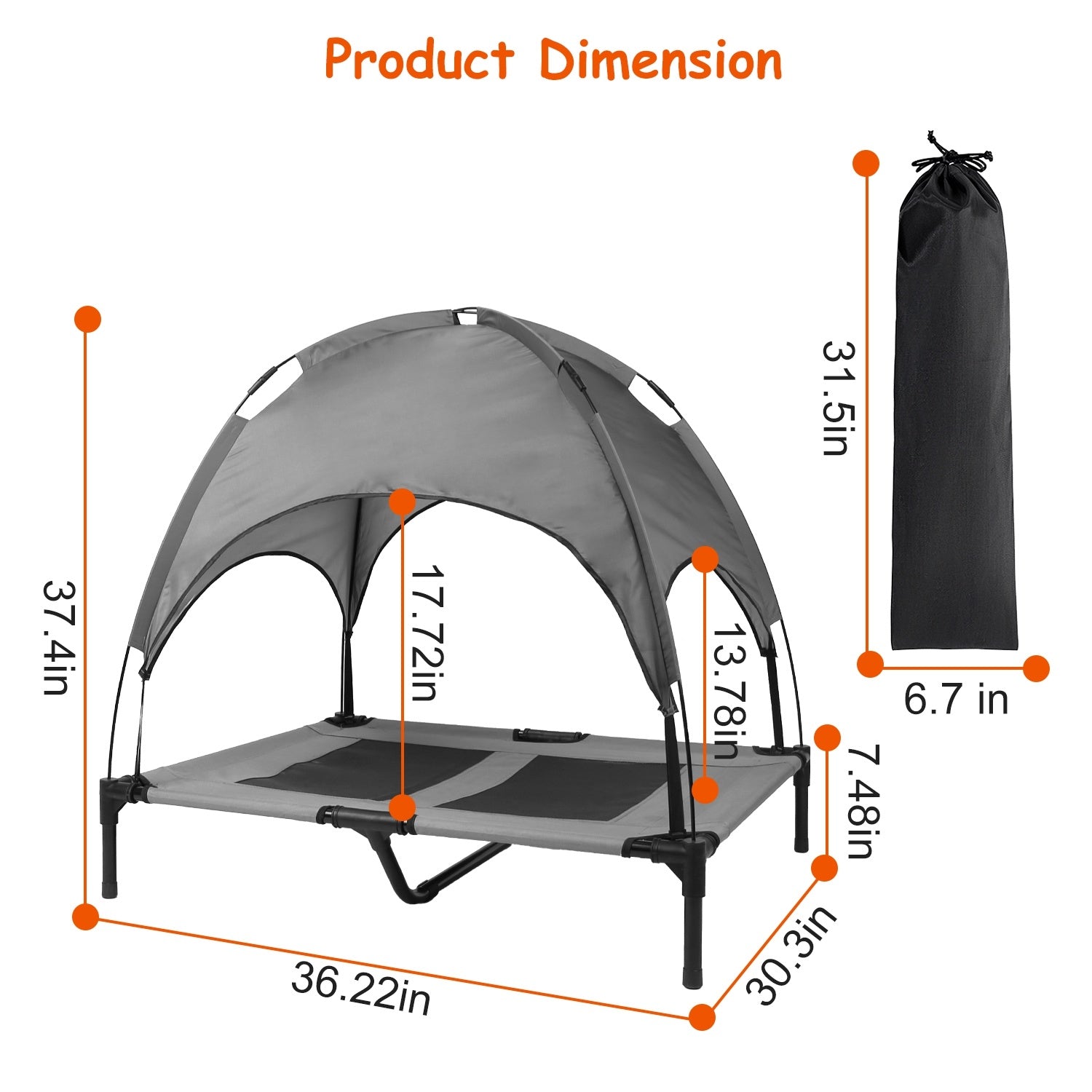 Outdoor Elevated Dog Bed with Canopy Shade