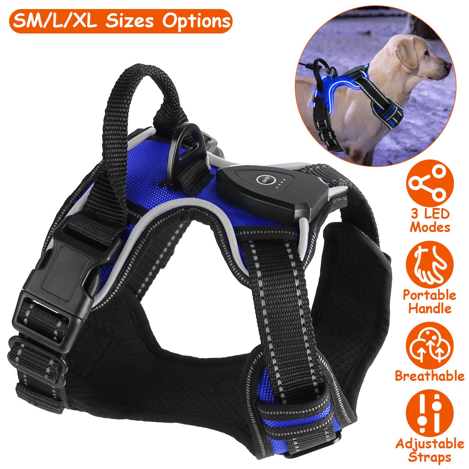 Rechargeable LED Dog Safety Harness