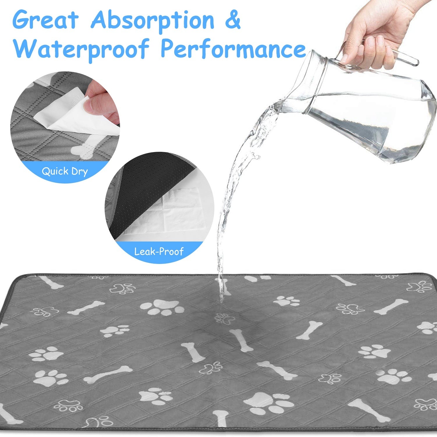 2 Pack - Washable Pet Pee Pads for Dog Cat Incontinence