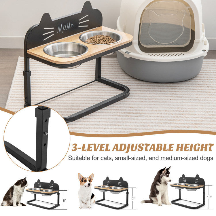 Adjustable Pet Feeder with Customizable Name Plate