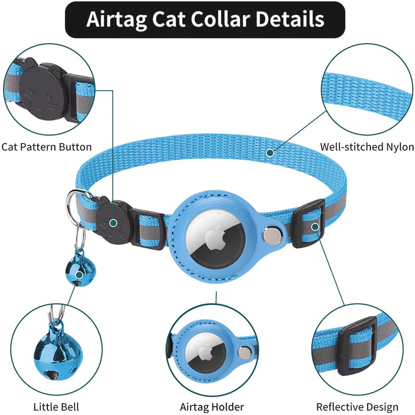 Reflective AirTag Collar for Cats