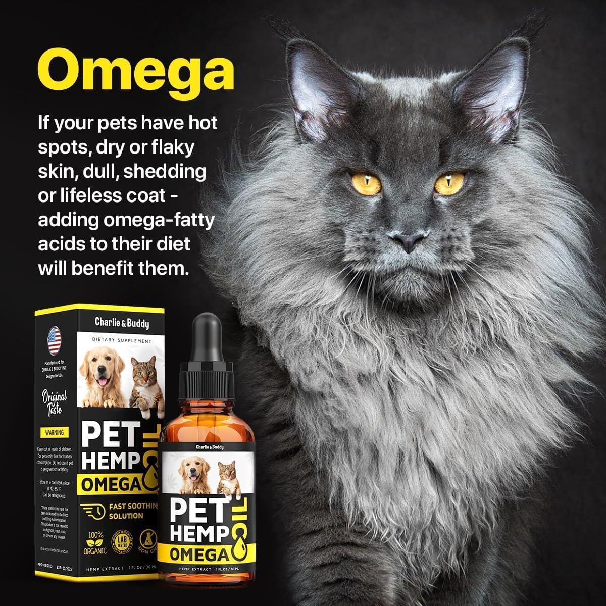 Hemp Oil with Omega 3, 6, 9, and Vitamins B & E for Dogs and Cats