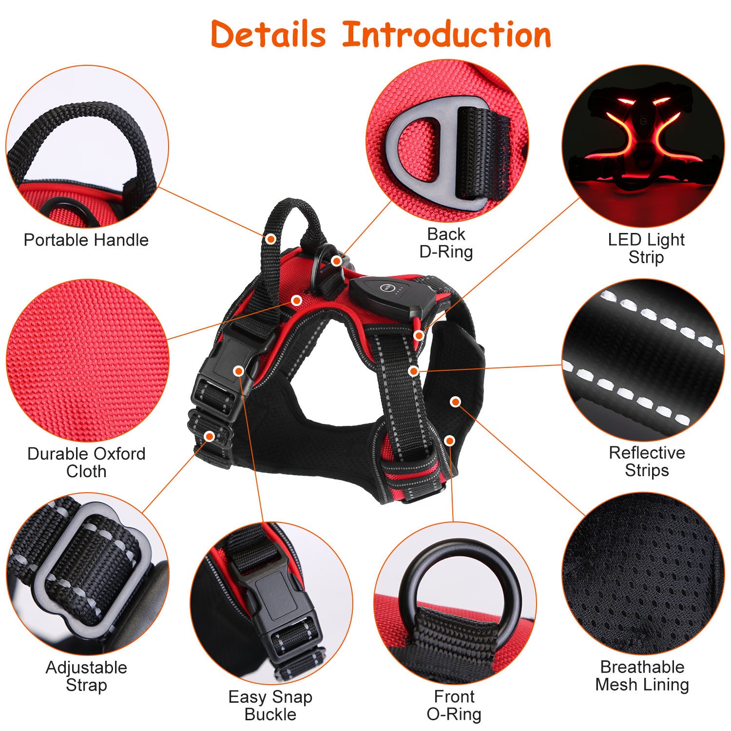 Rechargeable LED Dog Safety Harness