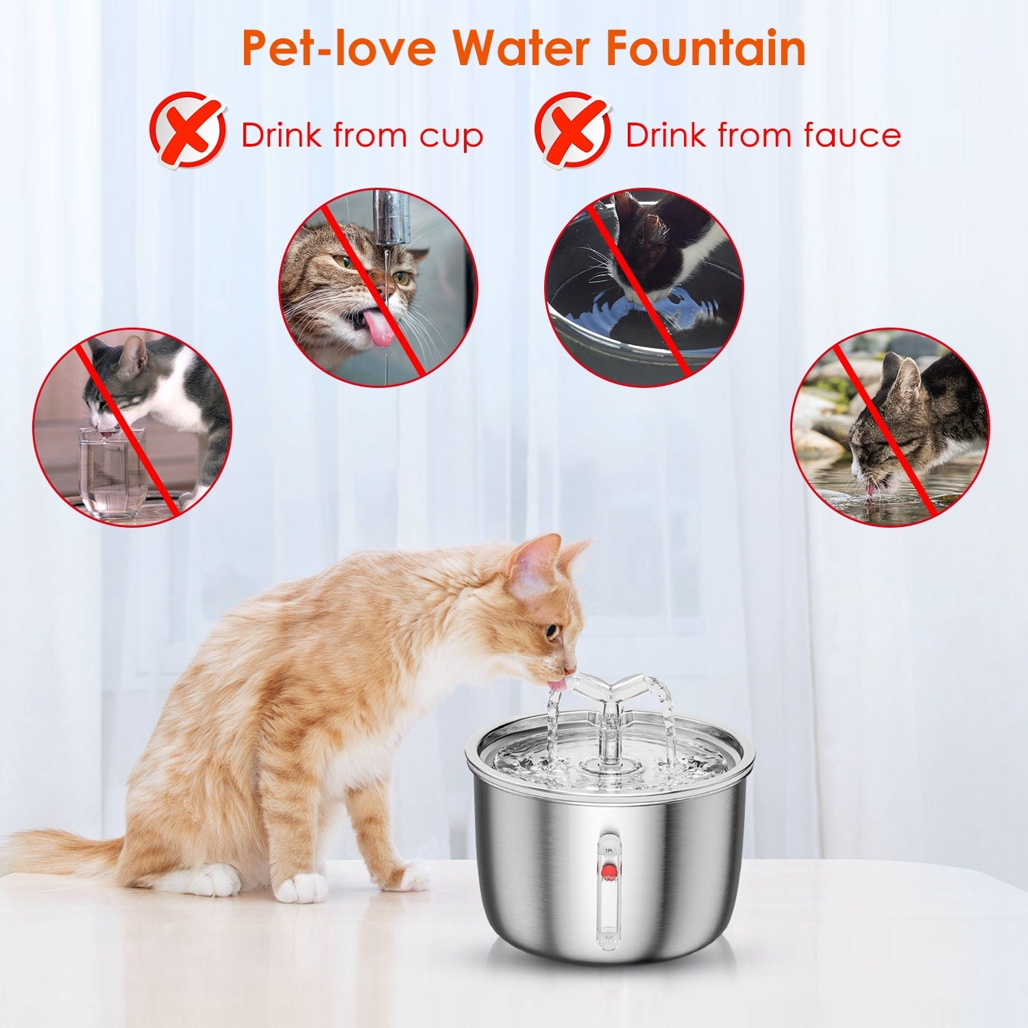 Stainless Steel Automatic Pet Dog Cat Water Fountain