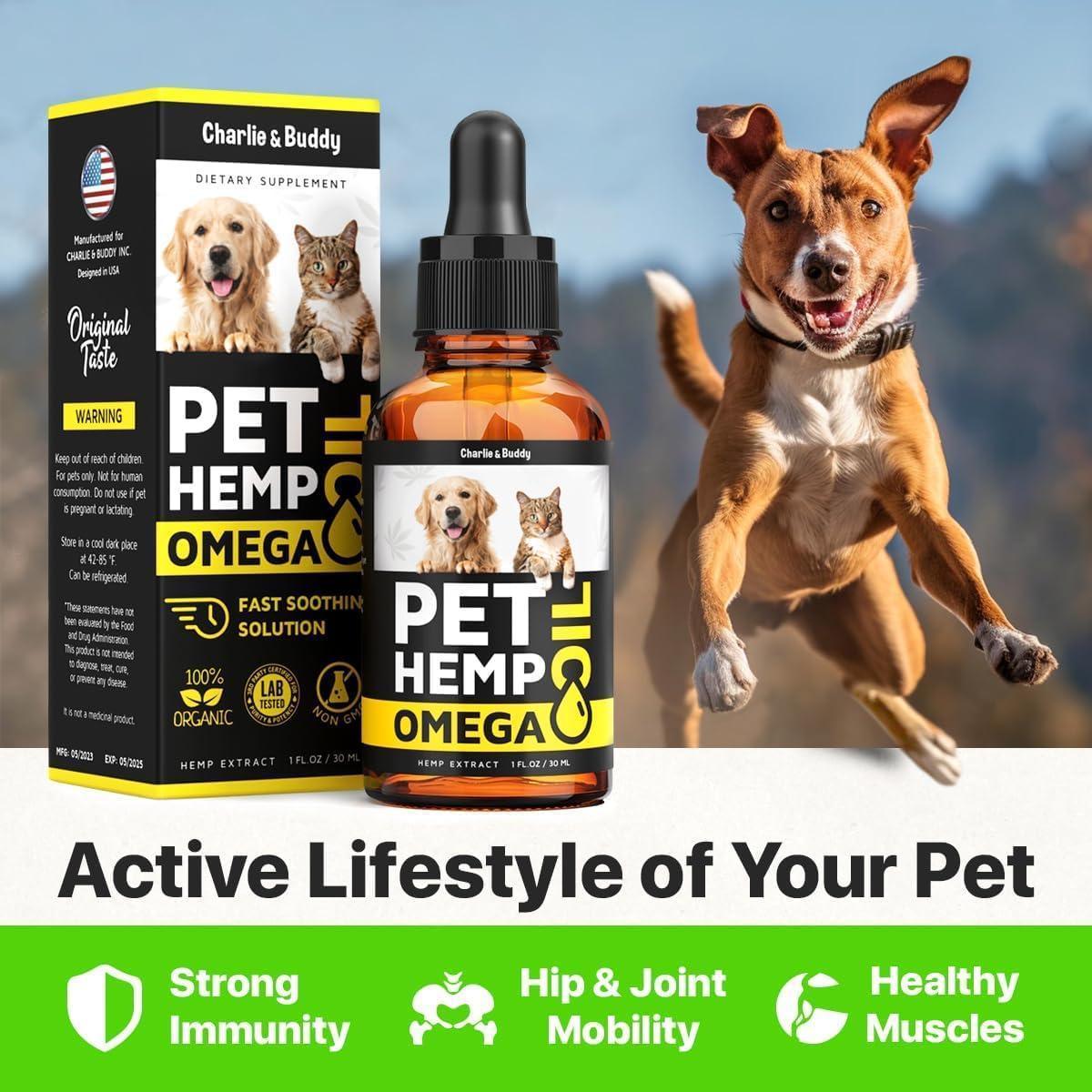 Hemp Oil with Omega 3, 6, 9, and Vitamins B & E for Dogs and Cats