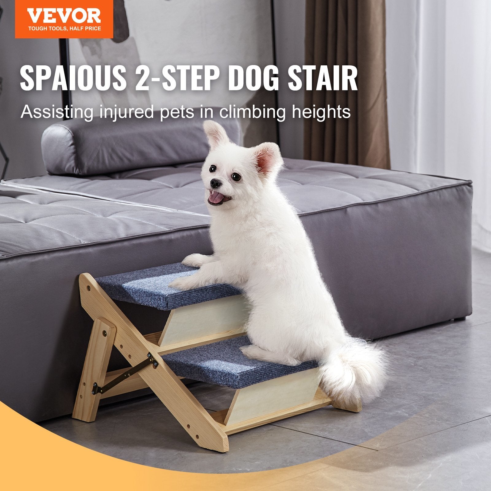 2-in-1 Pet Stairs and Ramp: 2-Step