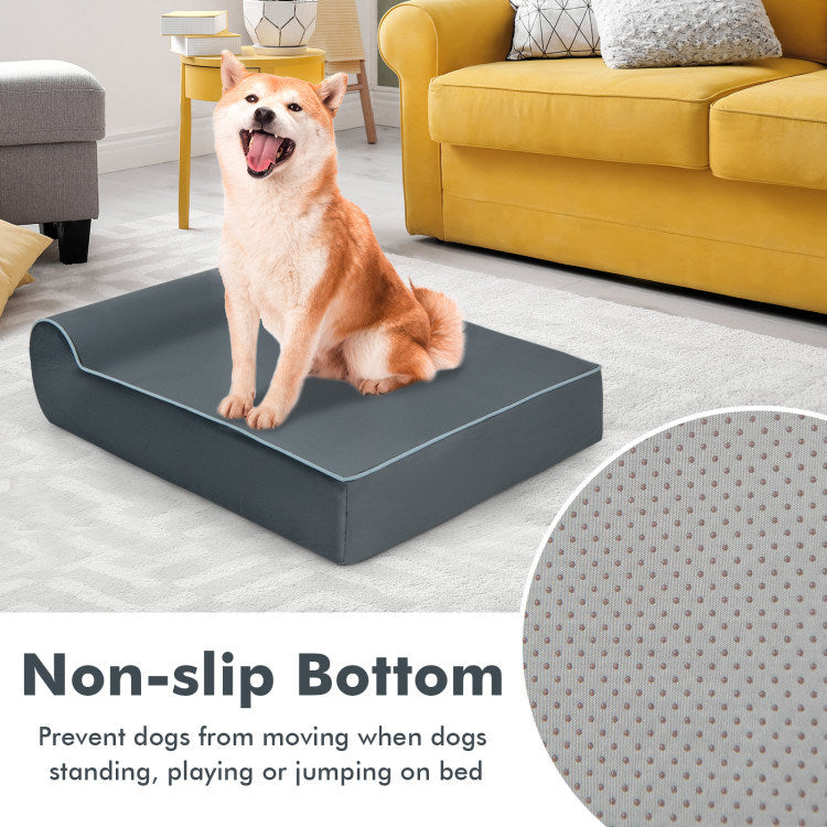 Memory Foam Dog Bed with Headrest