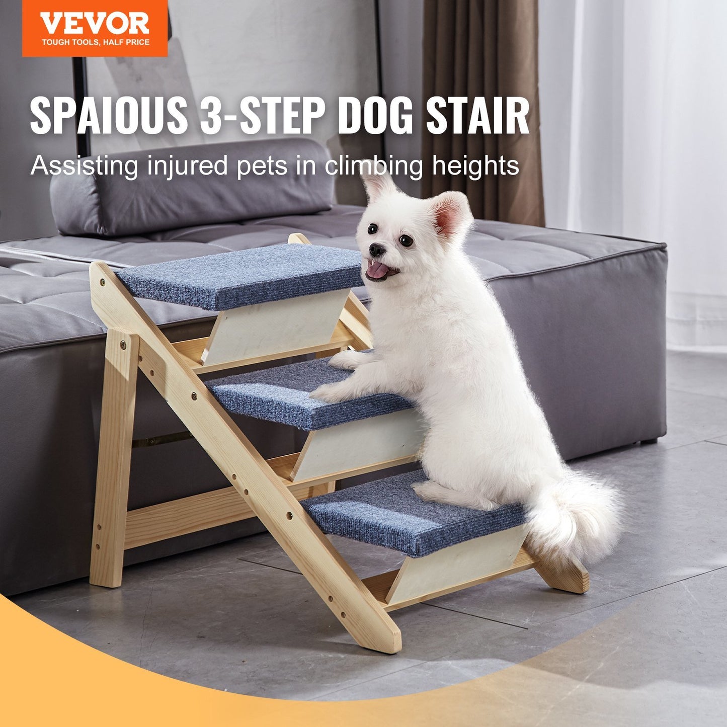 2-in-1 Pet Stairs and Ramp: 3-Step