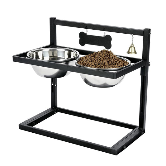 Adjustable Height Iron Stand with Elevated Dog Bowls