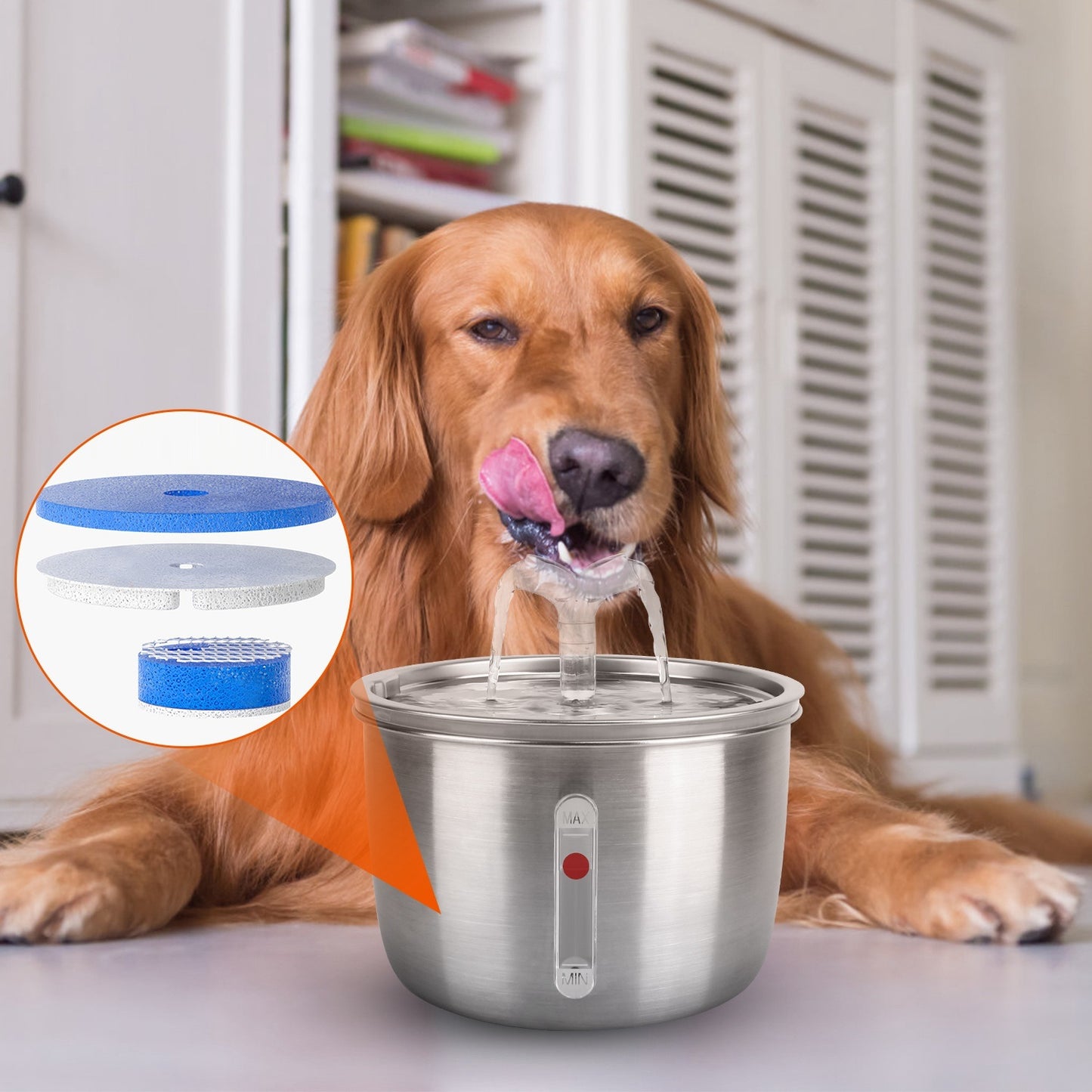 Stainless Steel Automatic Pet Dog Cat Water Fountain