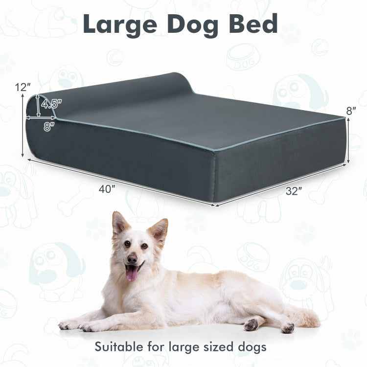 Memory Foam Dog Bed with Headrest