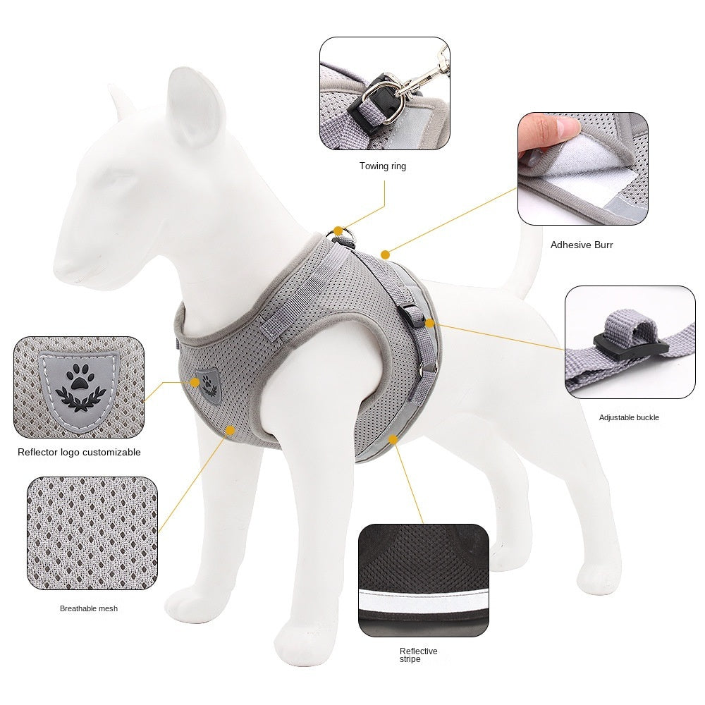 Reflective Dog Harness Vest and Bonus Leash