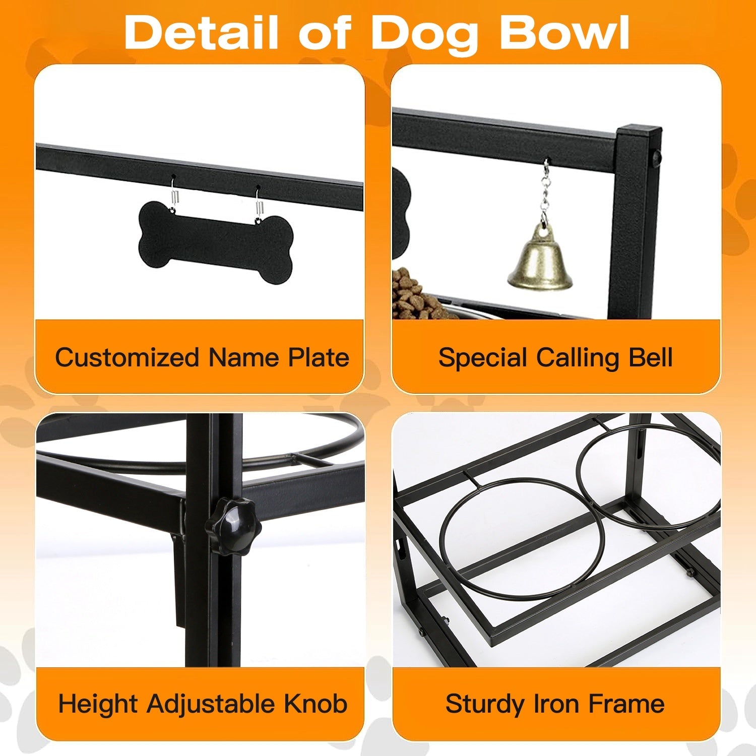 Adjustable Height Iron Stand with Elevated Dog Bowls