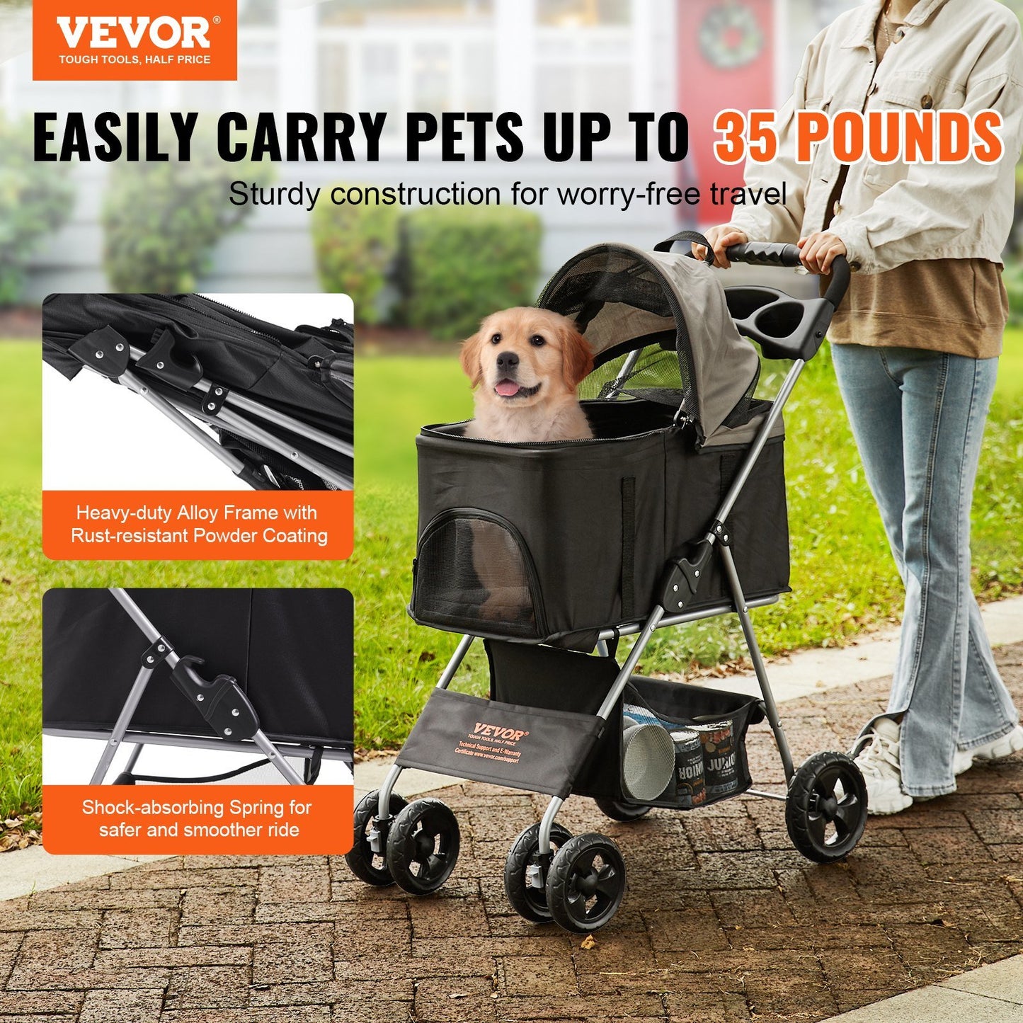 Lightweight Pet Travel Stroller - 4 Wheels