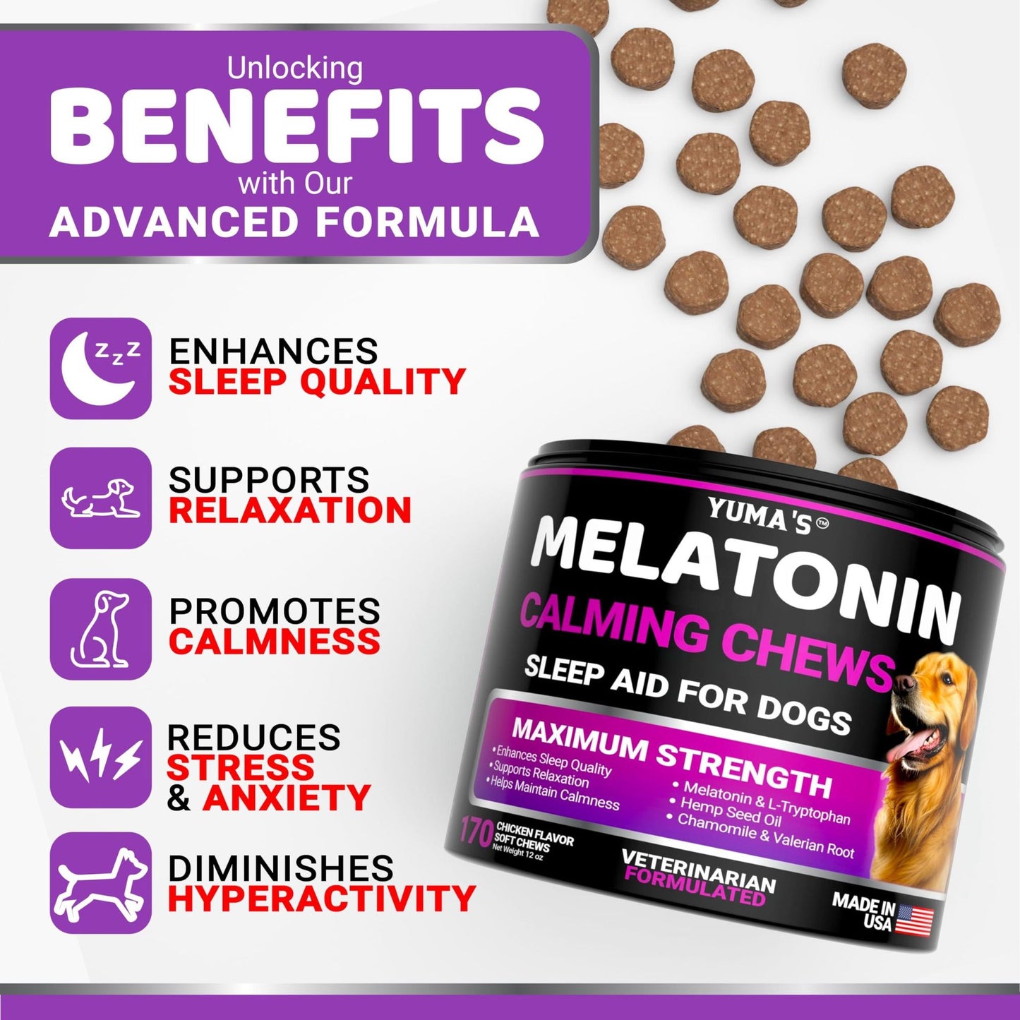 Melatonin Stress and Anxiety Relief Chews for Dogs