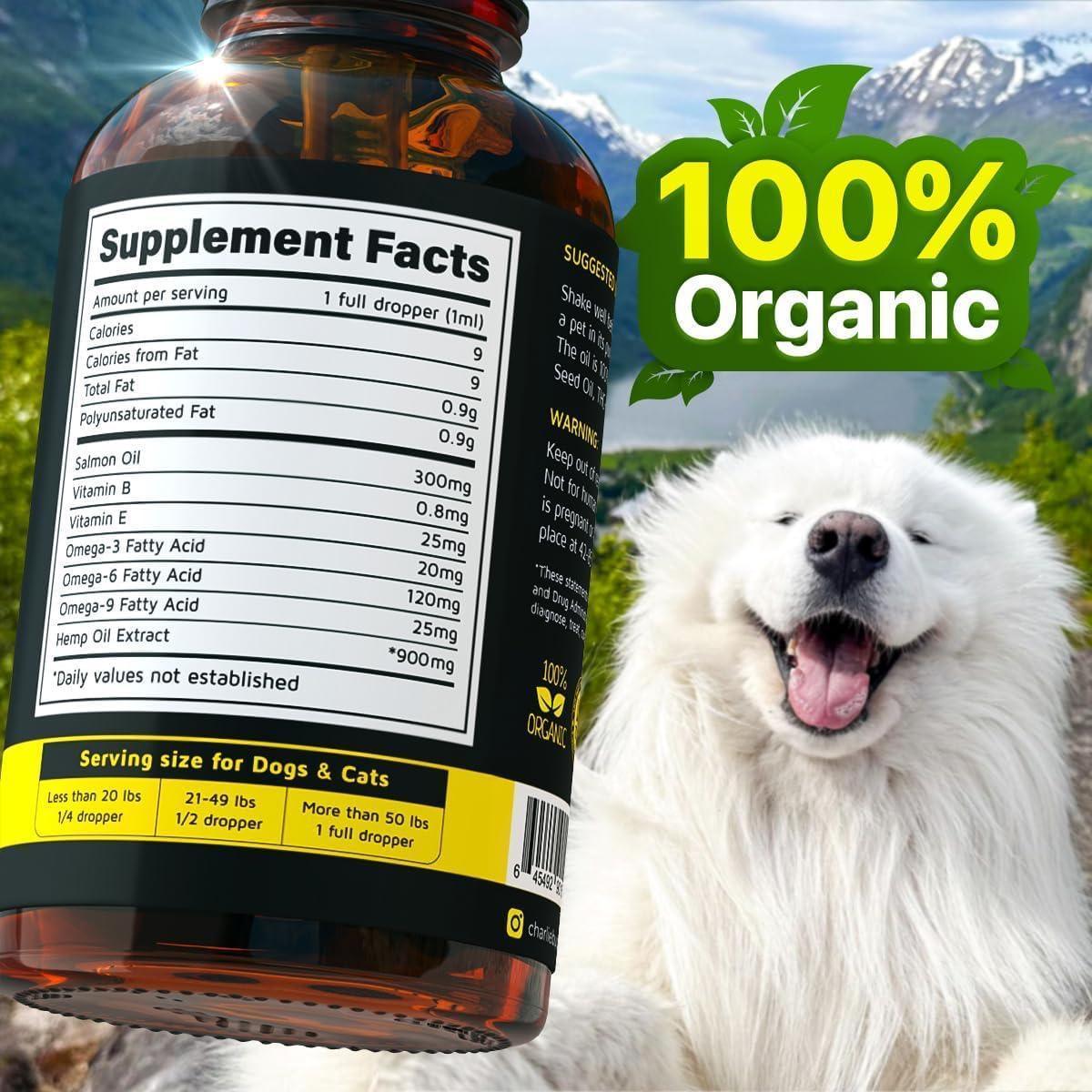 Hemp Oil with Omega 3, 6, 9, and Vitamins B & E for Dogs and Cats