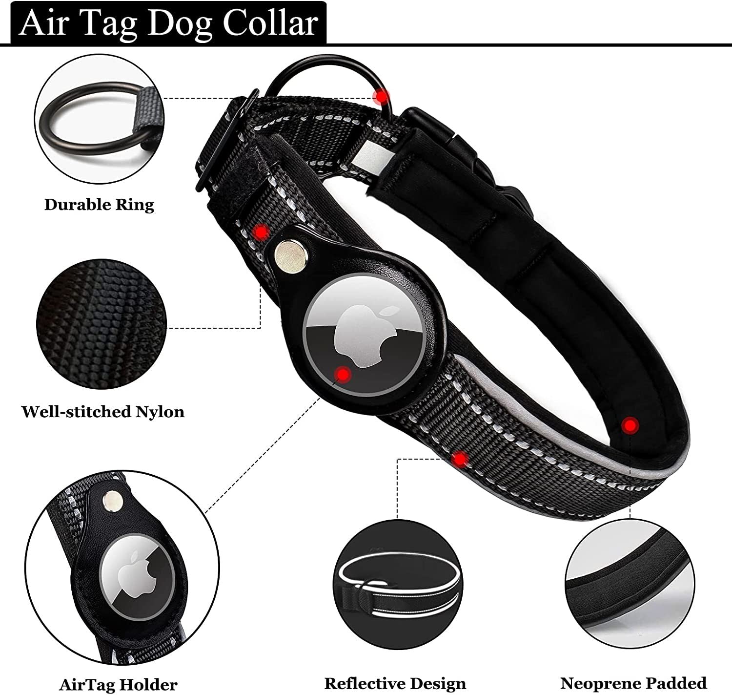 Reflective AirTag Collar for Dogs