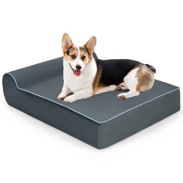 Memory Foam Dog Bed with Headrest