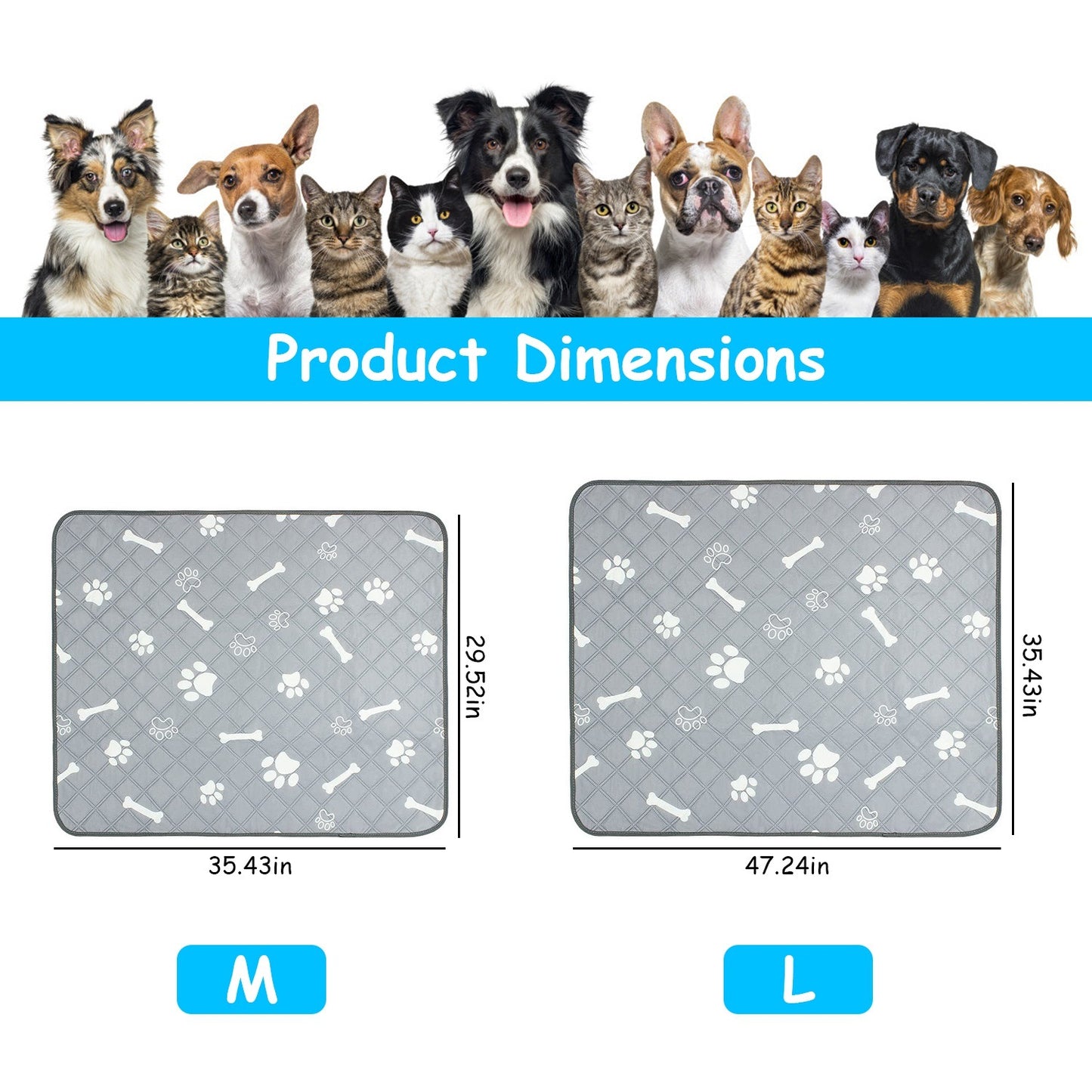 2 Pack - Washable Pet Pee Pads for Dog Cat Incontinence