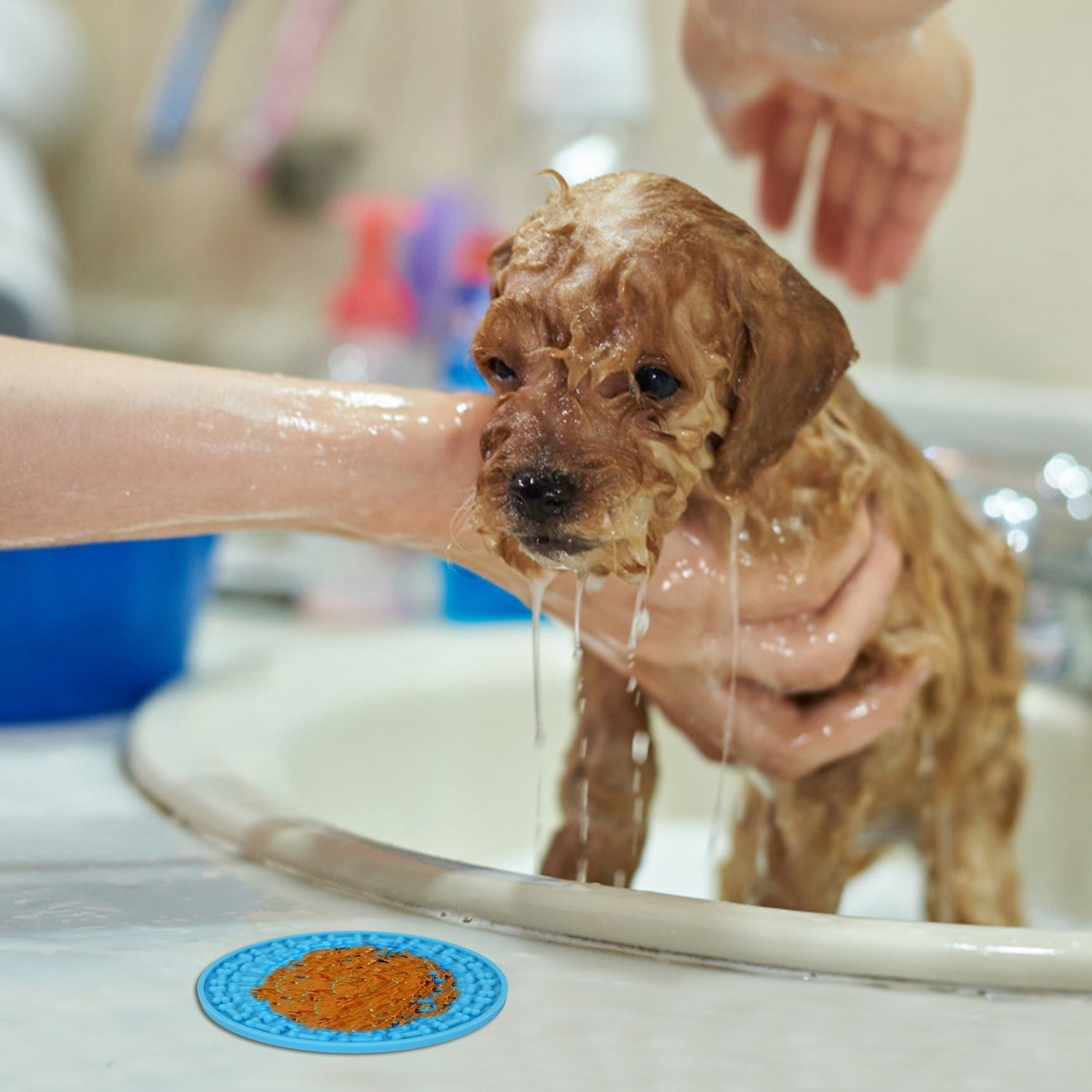 2 Pack bath dog treat pad with suction cups