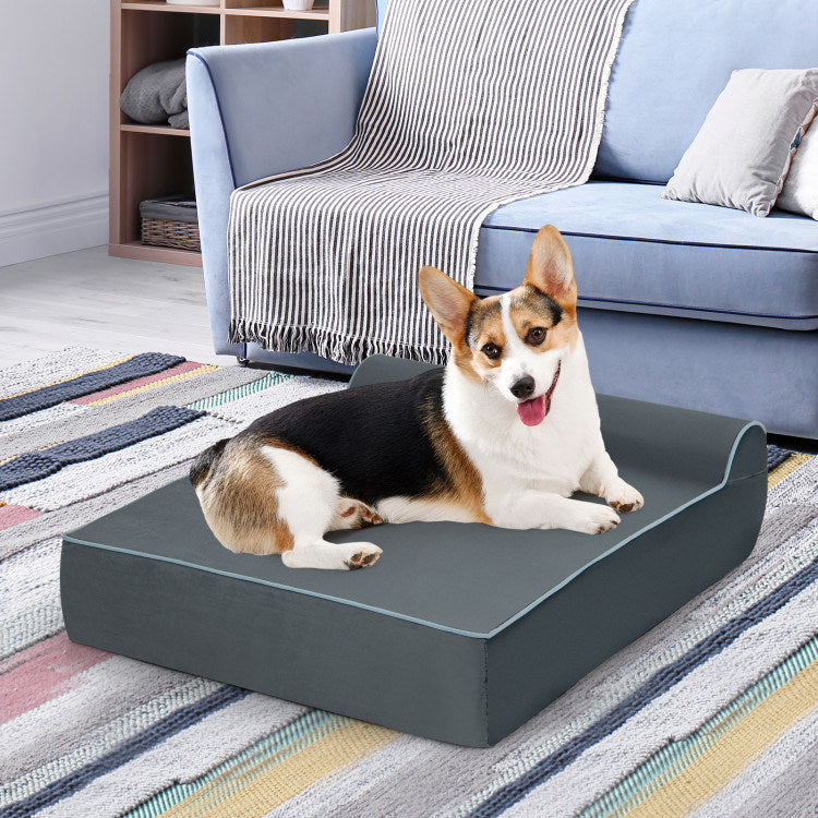 Memory Foam Dog Bed with Headrest