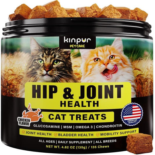 Natural Glucosamine Hip and Joint Support for Cats with Chondroitin MSM - Chicken Flavored 135 Chews