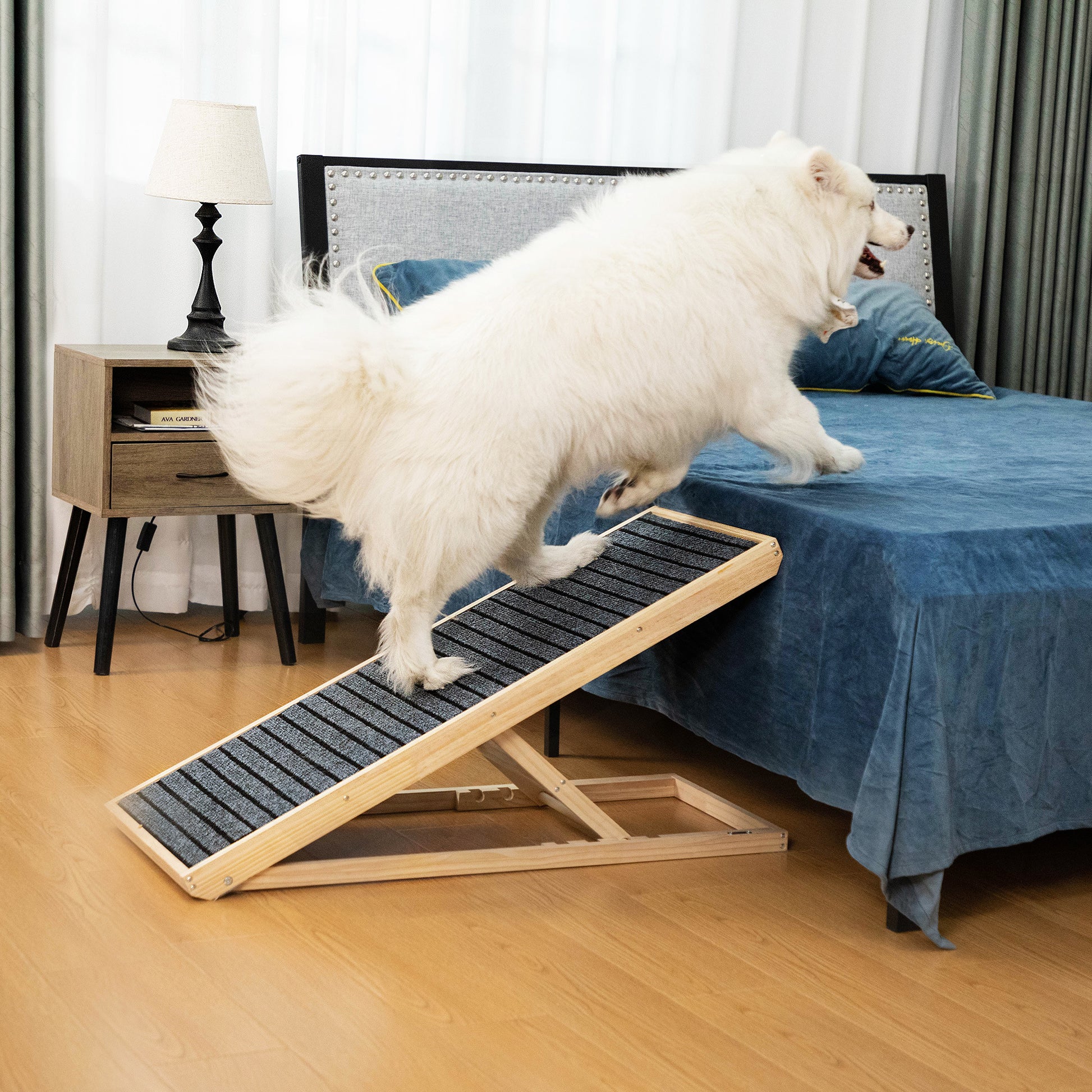 Solid Wood Adjustable Pet Dog Cat Ramp