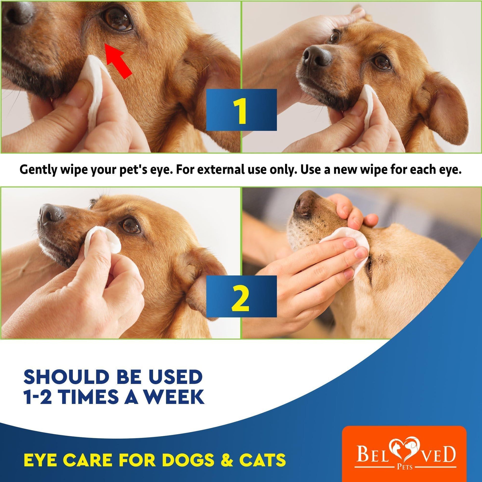 Dog and Cat Tear Stain Eye Wipes