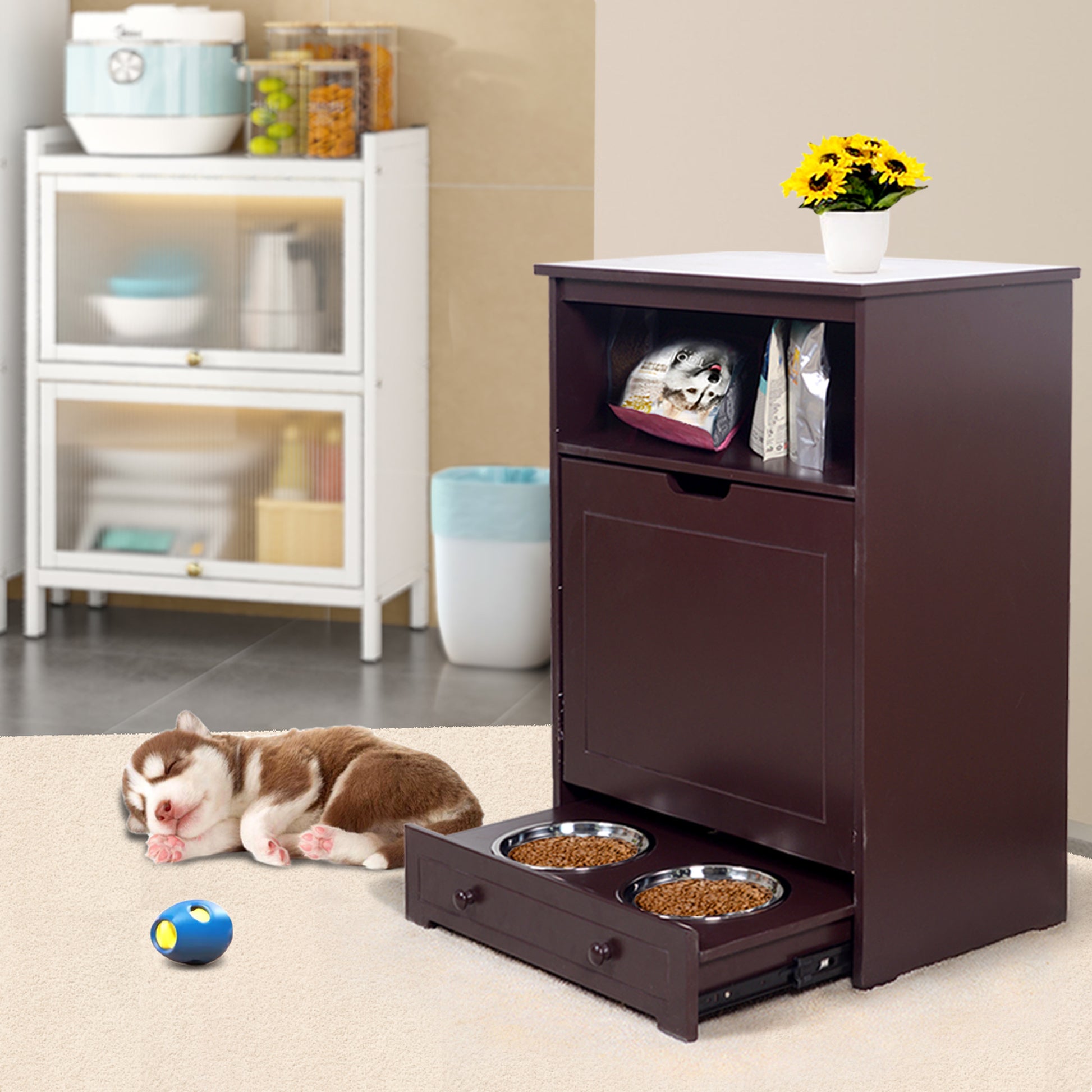 All-In-One Pet Feeder Station Furniture