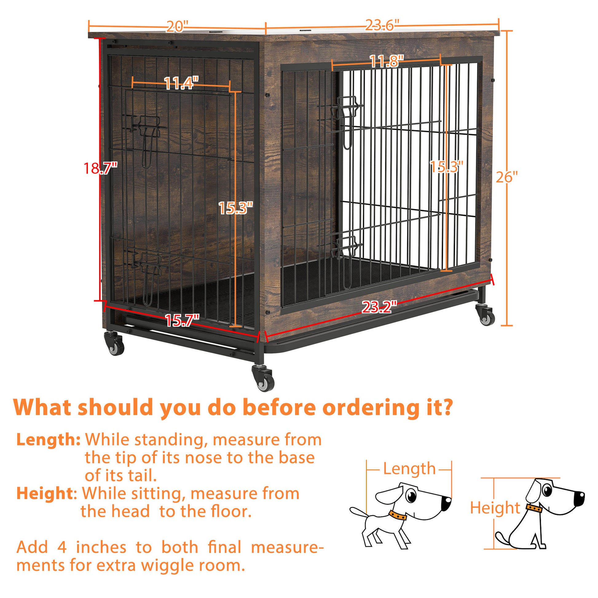 Rolling Dog Kennel/Crate Furniture