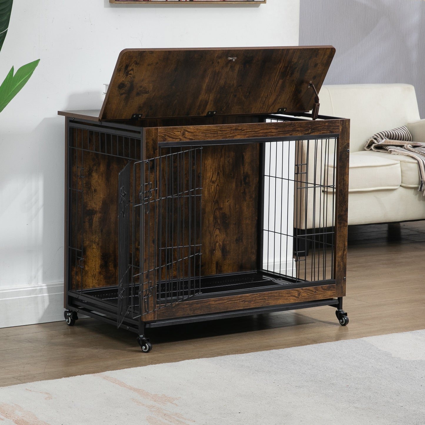 Rolling Dog Kennel/Crate Furniture