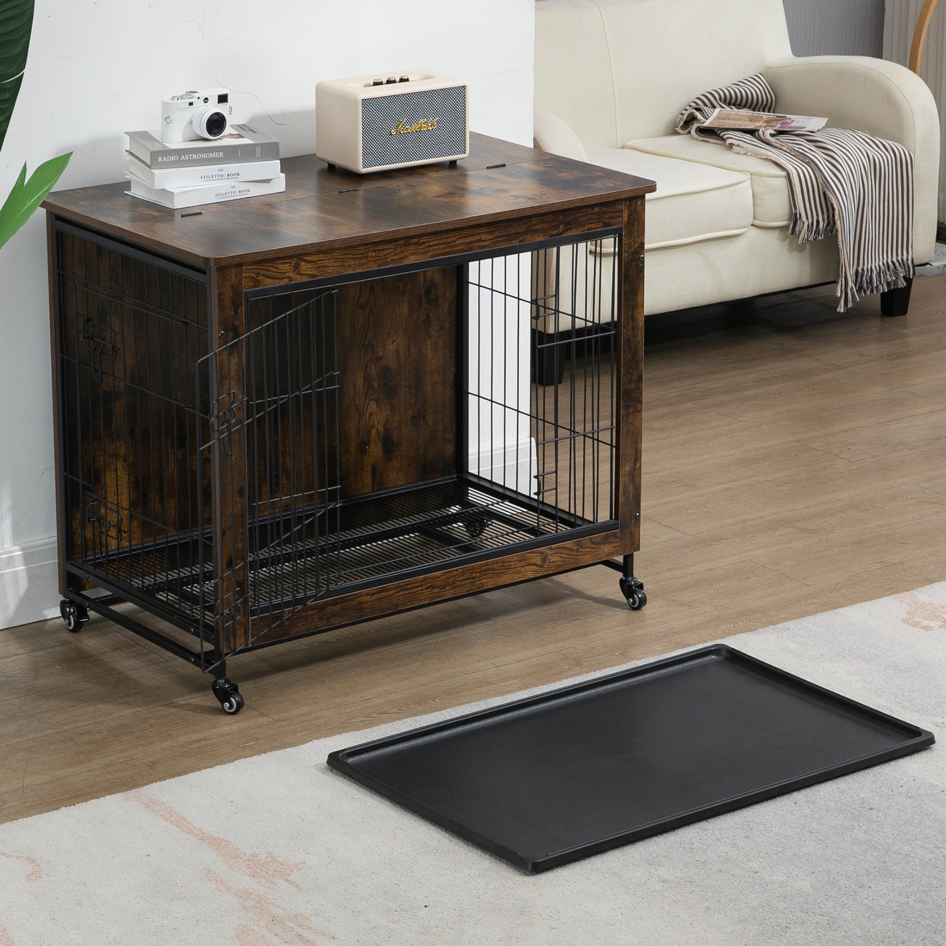 Rolling Dog Kennel/Crate Furniture